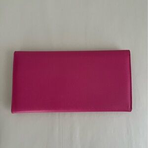 Giorgio Salvini Leather Wallet Clutch Made In Italy Pink Passport Holder